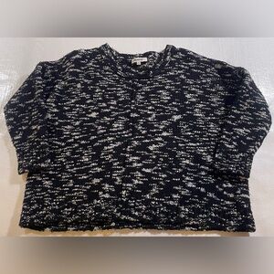 Madewell Marked White Black Knit Crewneck Sweater Christmas Cozy Casual M